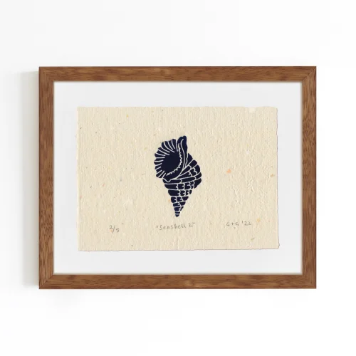 Çaçiçakaduz - Seashell 2 Limba Ahşap Framed Lino Print