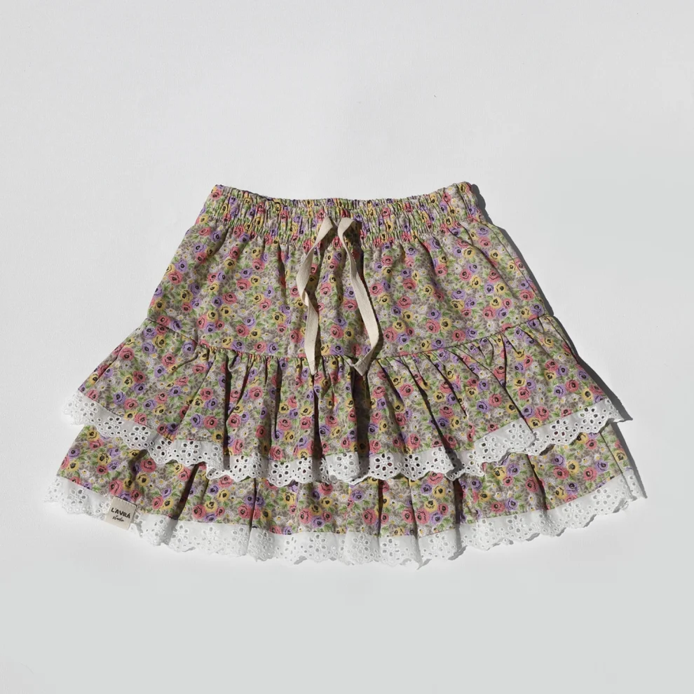 Lavra Studio - Scallop Detailed Floral Layered Skirt