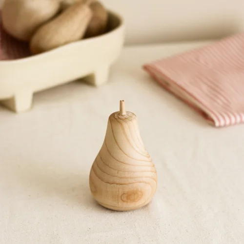 Beige & Stone - Wooden Pear Decorative Trinket Object