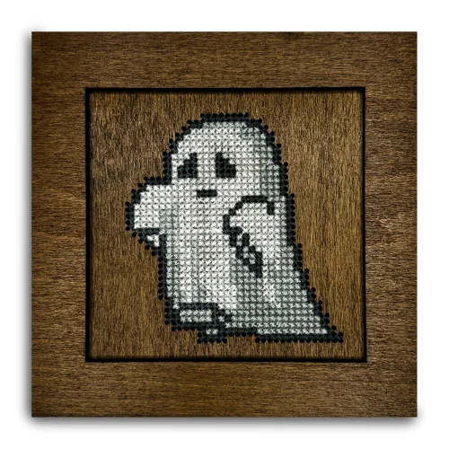 Krostworks - Completed Ghost Framed Wooden Cross Stitch Wall Decor