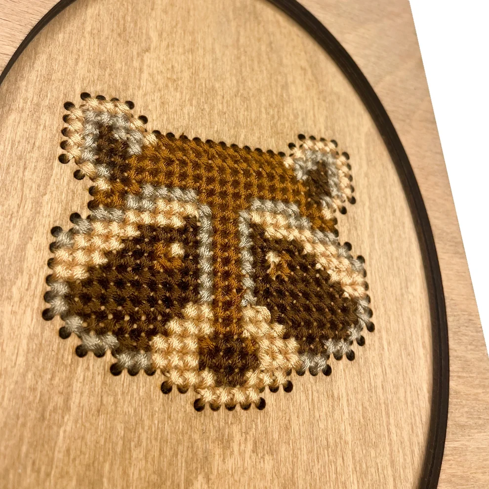 Krostworks - Finished Racoon Framed Wooden Cross Stitch Wall Decor