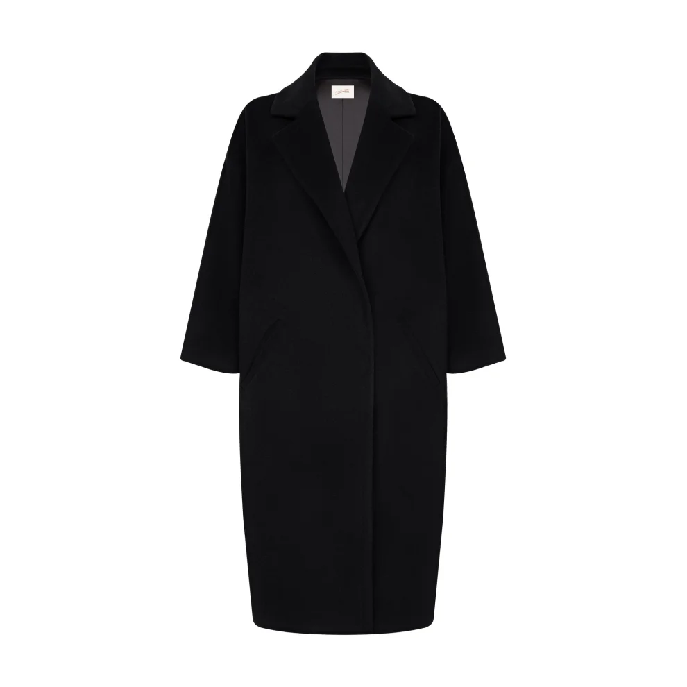 Amour et Naturel - Long Oversize Double Breasted Coat One Size Black ...