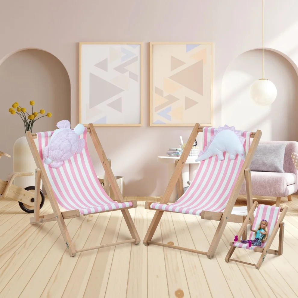 Dino Kids Furniture - Designer Game Natural Wooden Doll Chair