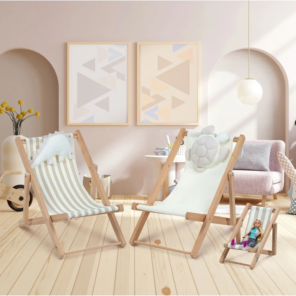Dino Kids Furniture - Designer Game Natural Wooden Doll Chair