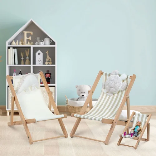 Dino Kids Furniture - Tasarımcı Oyunu Natürel Ahşap Oyuncak Bebek Koltuğu