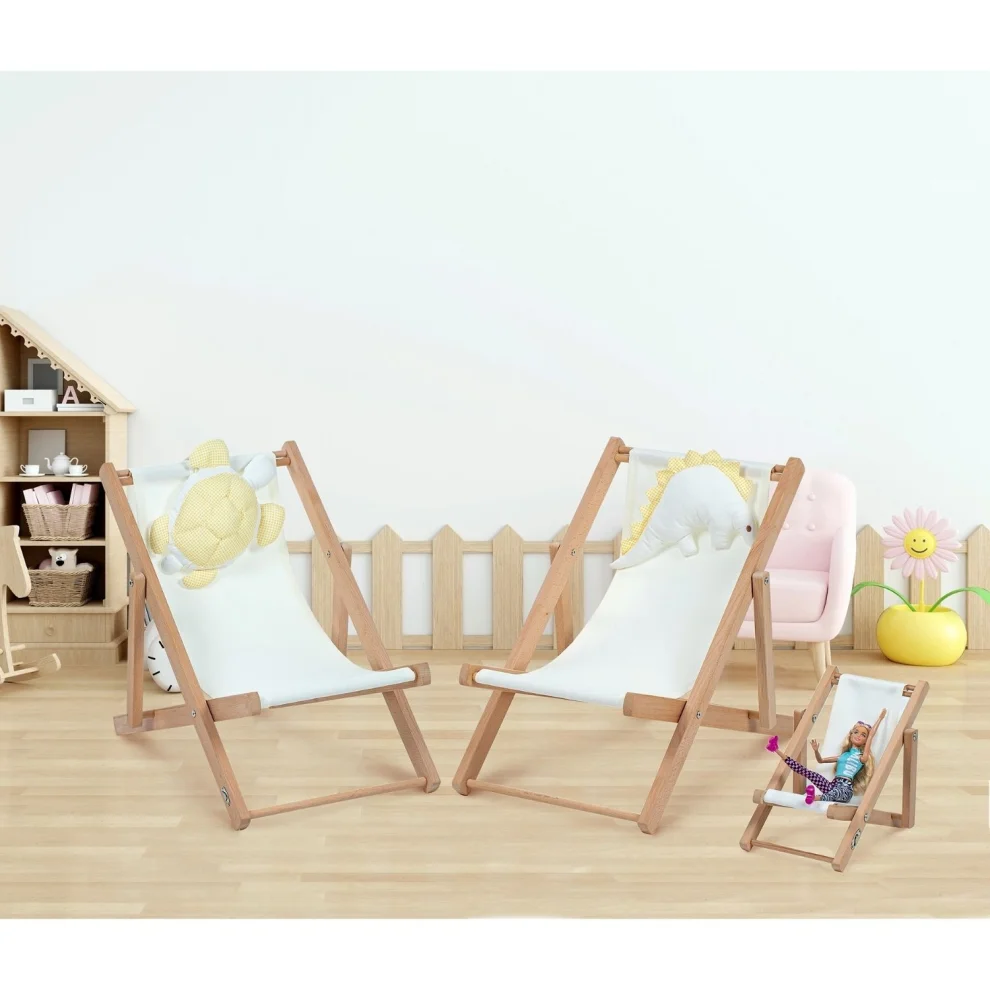 Dino Kids Furniture - Tasarımcı Oyunu Natürel Ahşap Oyuncak Bebek Koltuğu