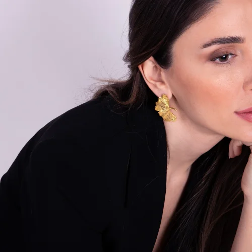 Ezra Baghaki Jewellery - Büyük Ginkgo Küpe