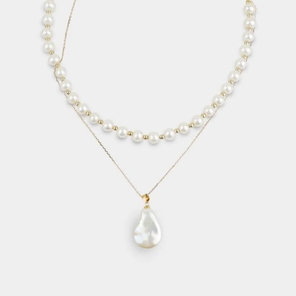 Mlini Jewelery - Double Love Pearl Necklace