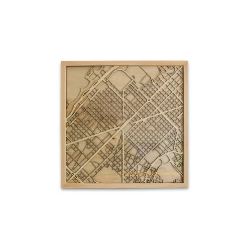 ODA.products - Barcelona Square Wooden Map Wall Accessory