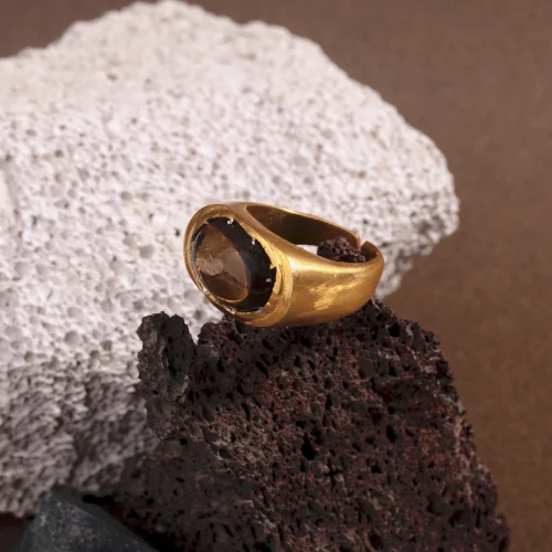 Hesperides Jewelry - Roman Signet Ring - Smokey Quartz