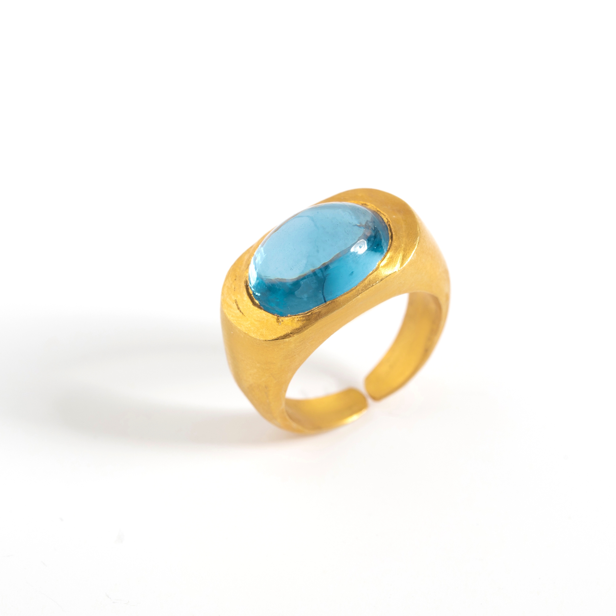 Roman Signet Ring- Swiss Blue Topaz