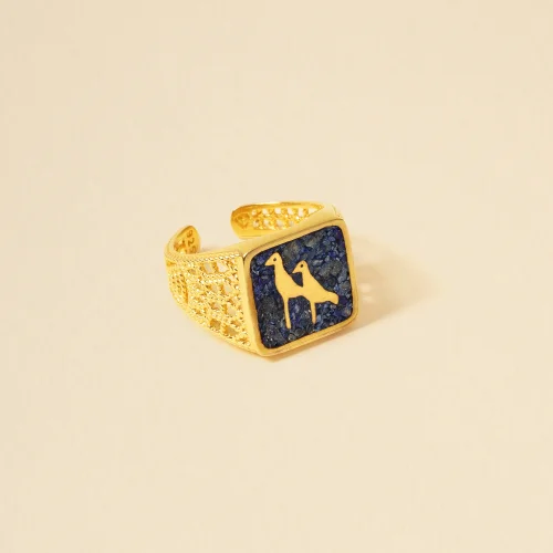 Luna Merdin - Lapis Crane Filigree Ring