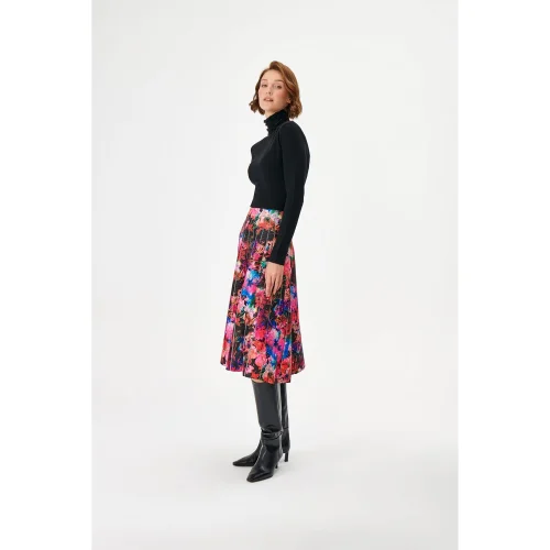 Joinus - Flower Patterned Knitwear Skirt