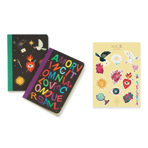 Melie Jewelry - Amor Notebook (set Of 2) & Amor Sticker