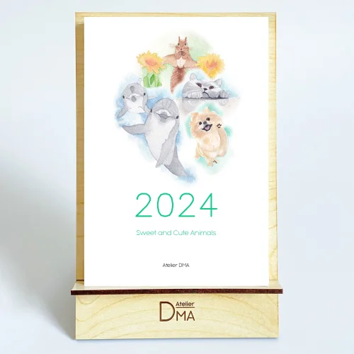 Atelier Dma - 2024 Tatlı Ve Sevimli Hayvanlar Masa Takvimi
