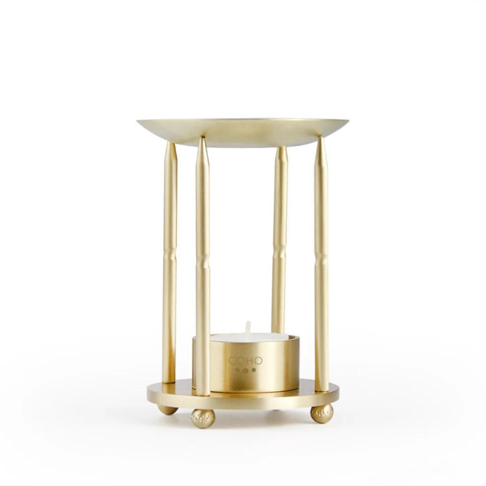 Coho Objet	 - Lux Brass Aromateraphy Oil Burner & Tealight & Candle Accessory Set