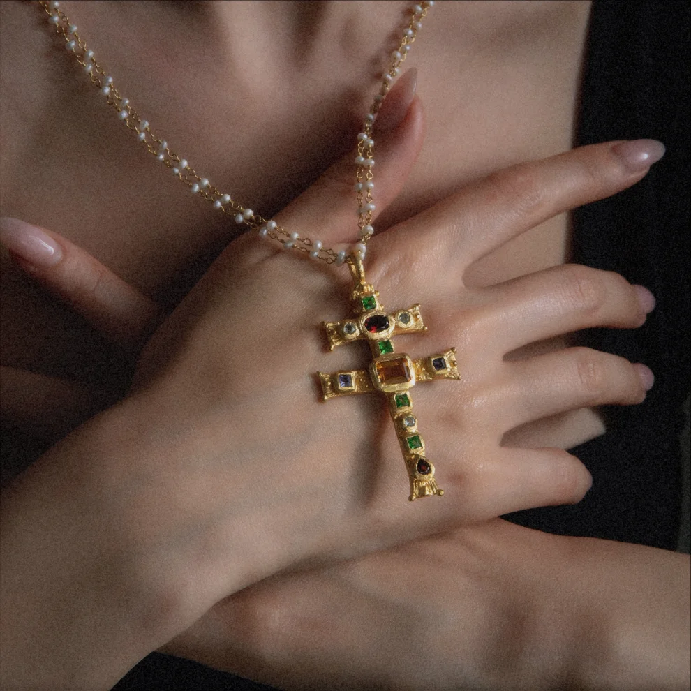 Hesperides Jewelry - Cross Of Lorraine Necklace