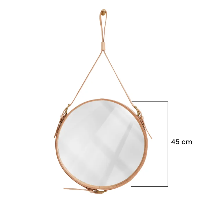 Jacques Adnet Inspired Naturel Leather Mirror - 9
