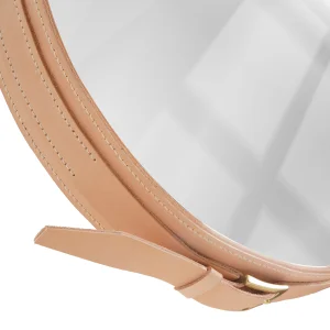 Jacques Adnet Inspired Naturel Leather Mirror - 8