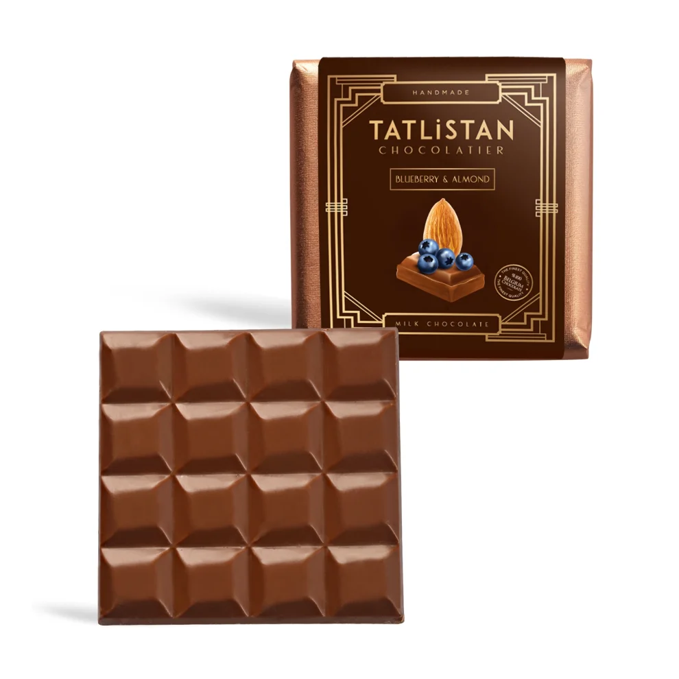 Tatlistan - Bademli & Yaban Mersinli Sütlü Kare Tablet Çikolata