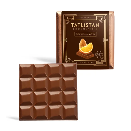 Tatlistan - Portakal & Bademli Sütlü Kare Tablet Çikolata
