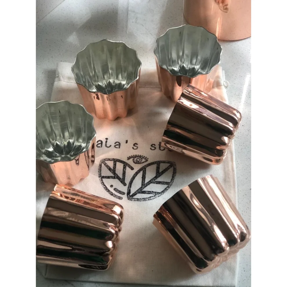 Gaia's Store - Canele Copper Cake Mold Set Of 6
