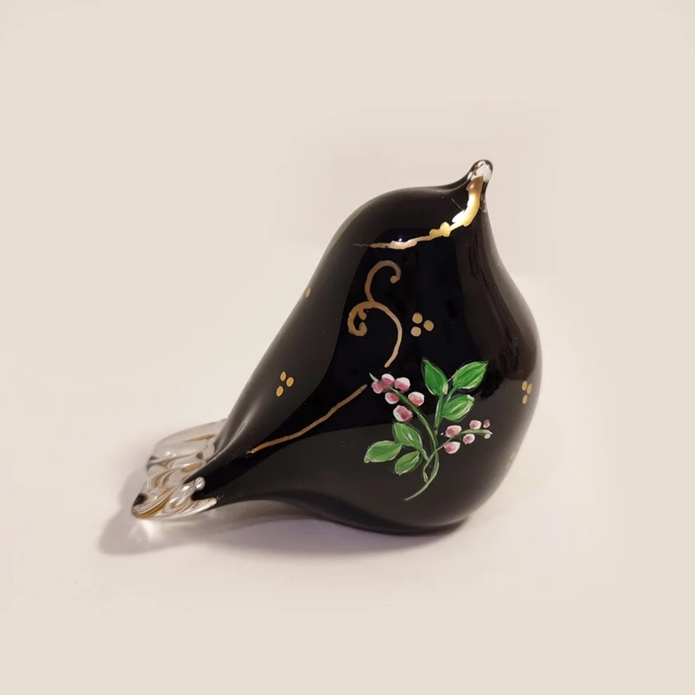 Fifil Design - Bloomingbirds Flowers Glass Bird Object