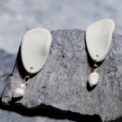Gazelle Jewelry - Zadie-handmade Stoneware Ceramic Pearl Earrings