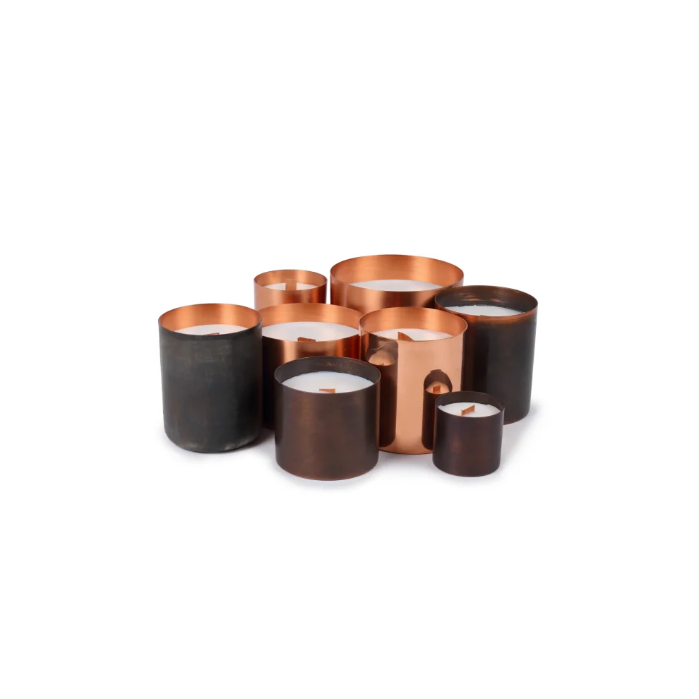Ebru Sayer Art & Design - Fortuna3- Aromatherapy Soy Wax Candle In Matte Copper Container-i