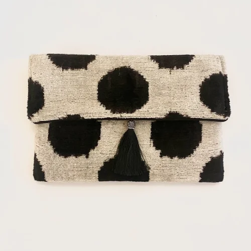 Haane Design - İpek Kadife İkat Clutch Çanta