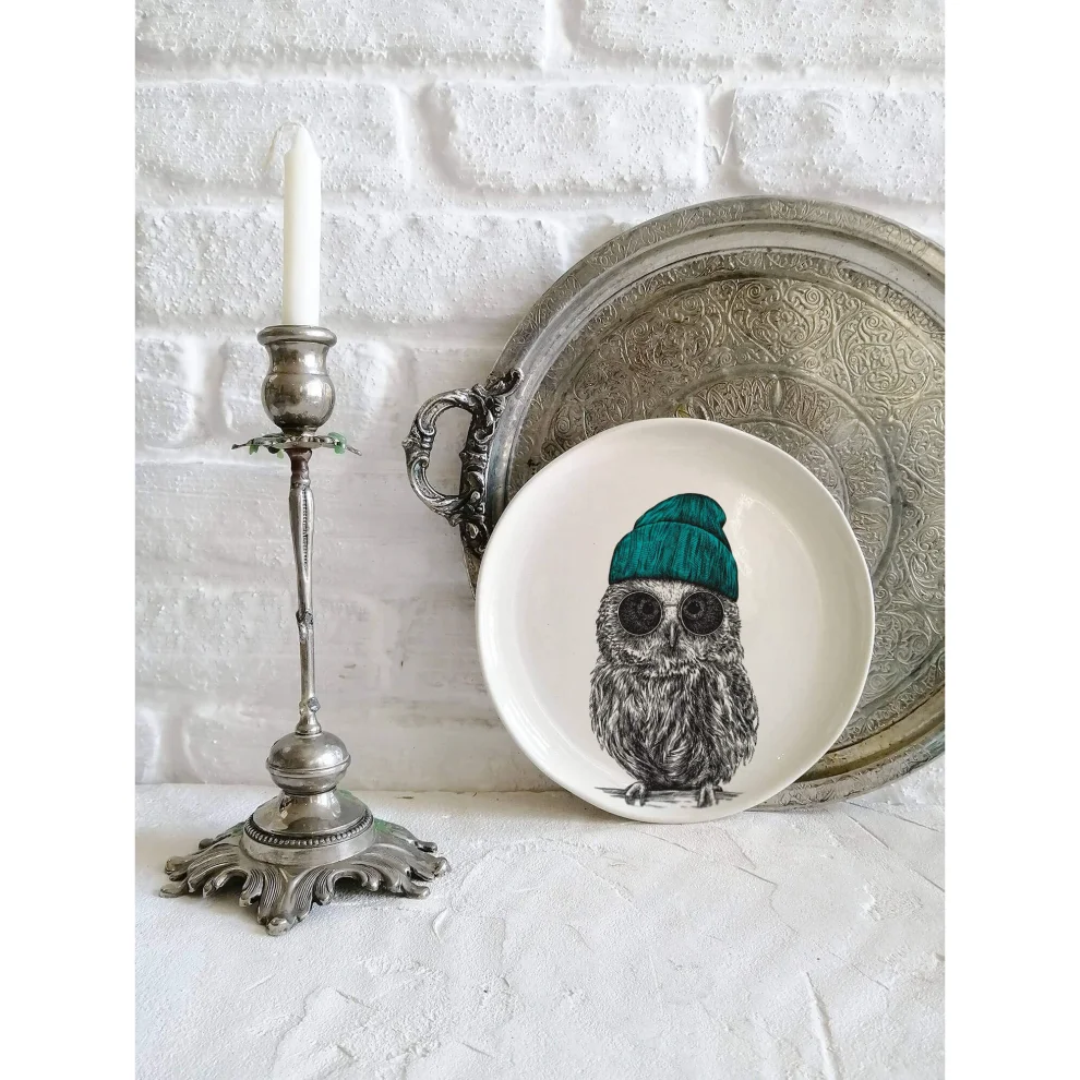 Fusska Handmade Ceramics - Engraving Owl Animal Plate