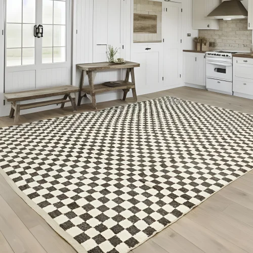 Soho Antiq - Cidal Checkered Large Hand-woven Wool Rug