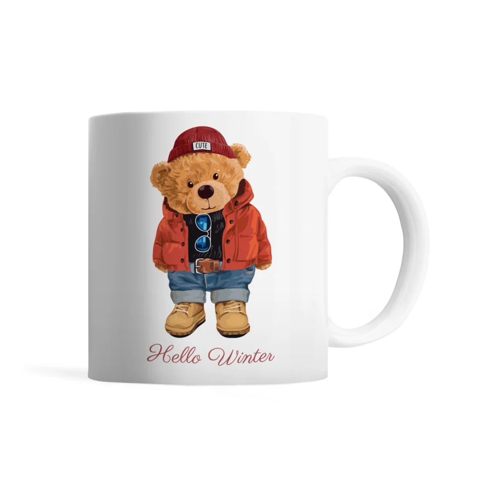 Tatlistan - Teddy Bear | Hello Winter - Mug Glass
