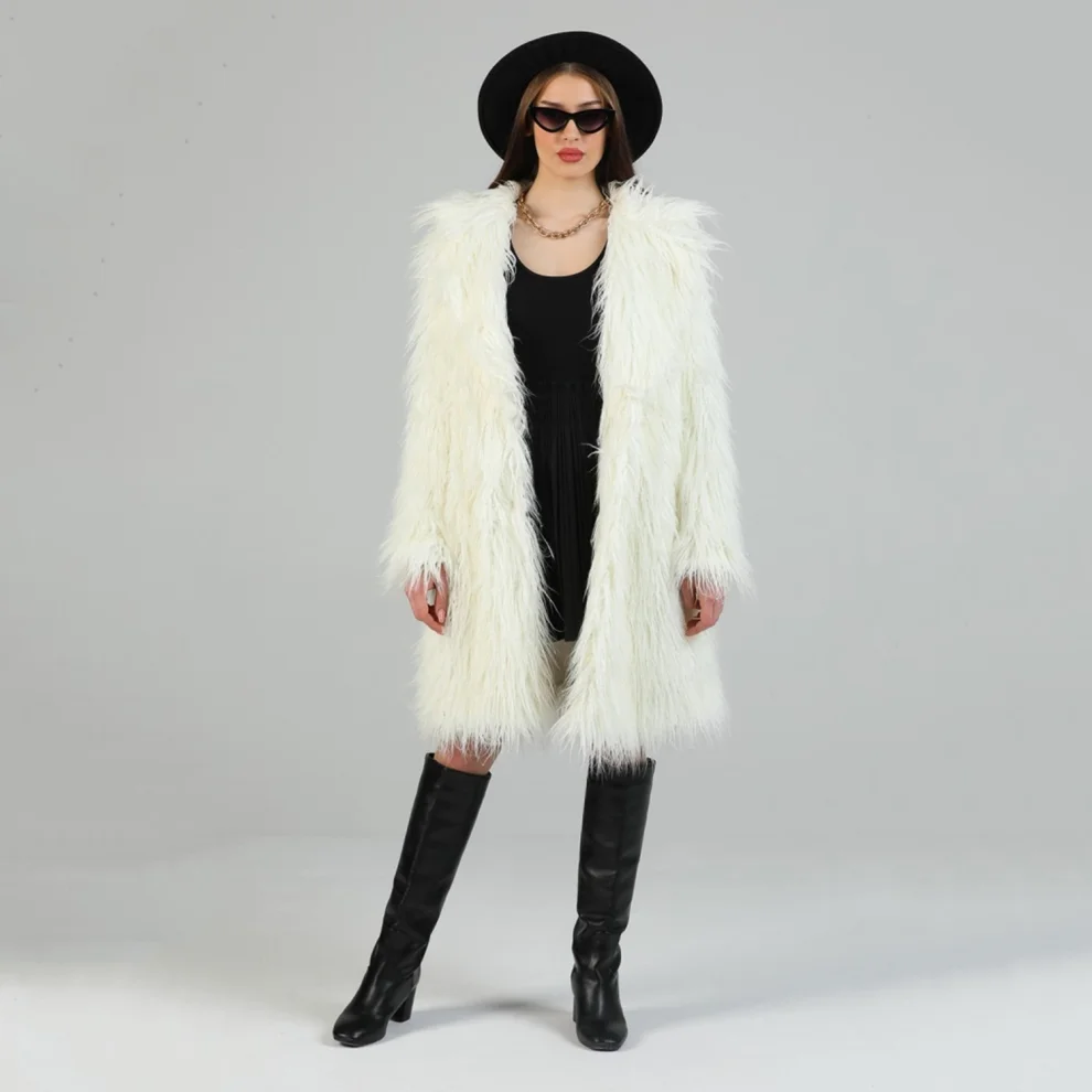 H and m white fur coat sale