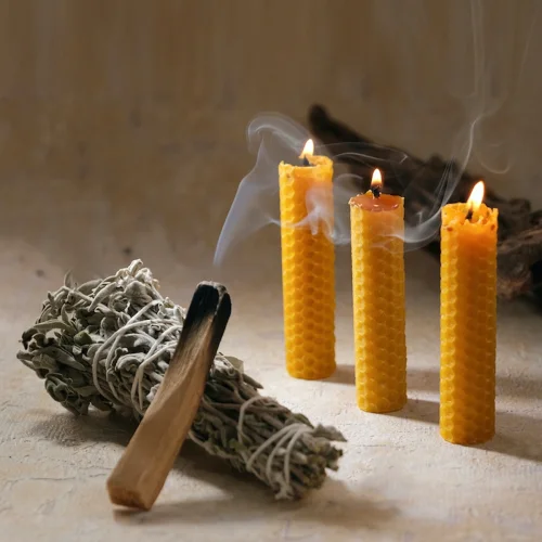 Miebox Rituals - Energy Cleansing Ritual Kit (sage Smudge, Palo Santo, Beeswax Candle, Box Spiritual Gift)