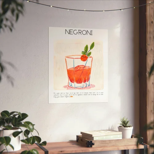 Muff Atelier - Negroni Cocktail Art Print Poster