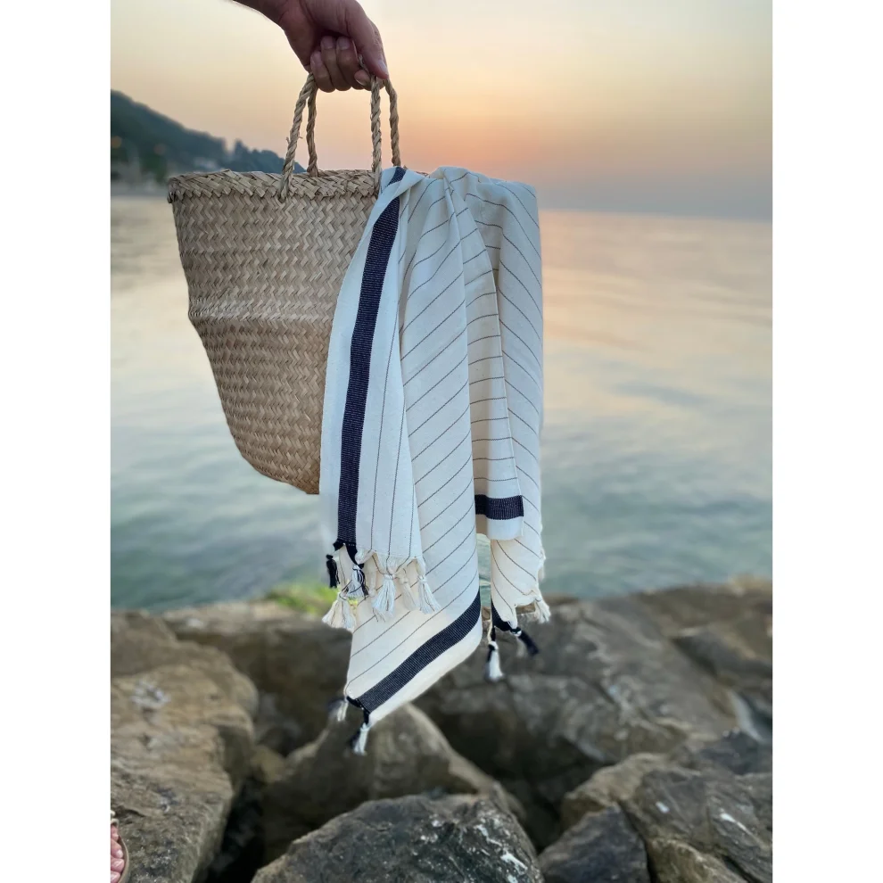 Aliva - Capella El Dokuması 100% Cotton Pehtemal Beach Towel