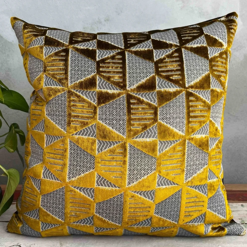 Miliva Home - Velvet Eclectic Throw Pillow Cover With Geometric Design