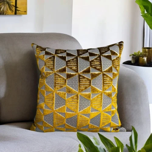 Miliva Home - Velvet Eclectic Throw Pillow Cover With Geometric Design