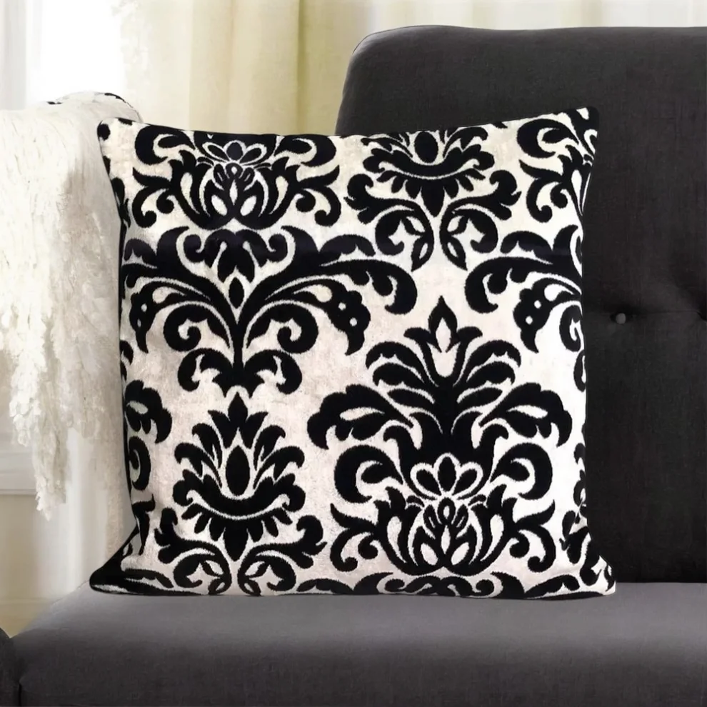 Miliva Home - Gothic Velvet Throw Pillow Cover With Damask Design