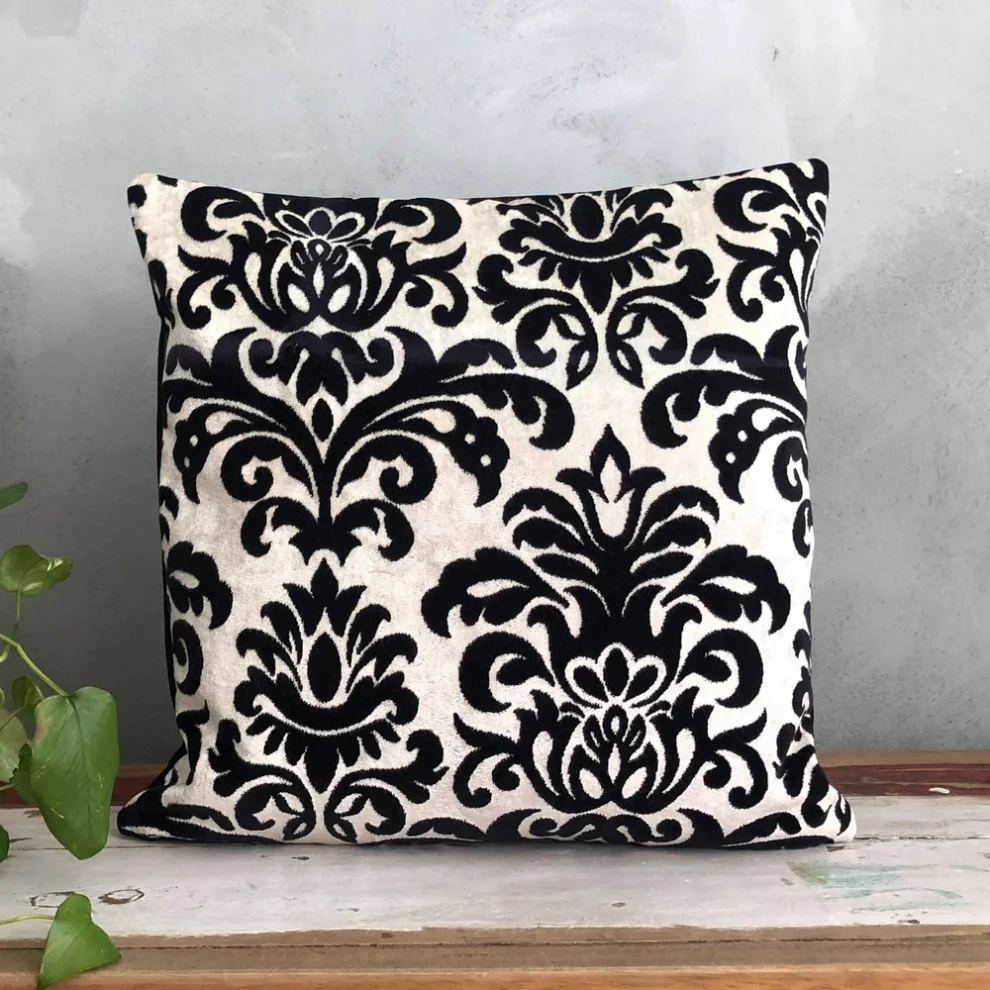 Miliva Home - Gothic Velvet Throw Pillow Cover With Damask Design