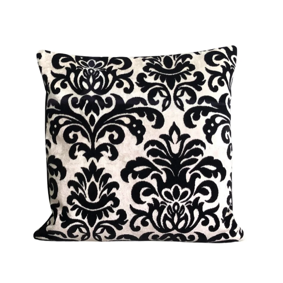 Miliva Home - Gothic Velvet Throw Pillow Cover With Damask Design