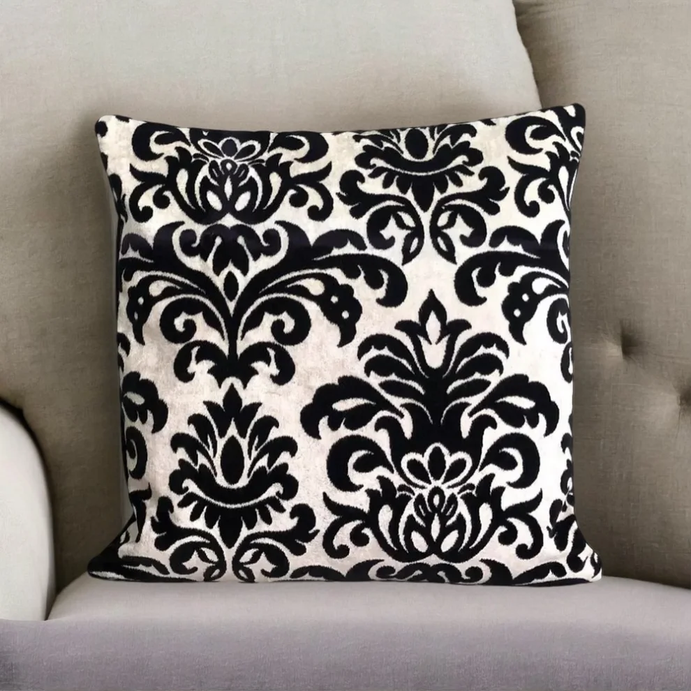 Miliva Home - Gothic Velvet Throw Pillow Cover With Damask Design