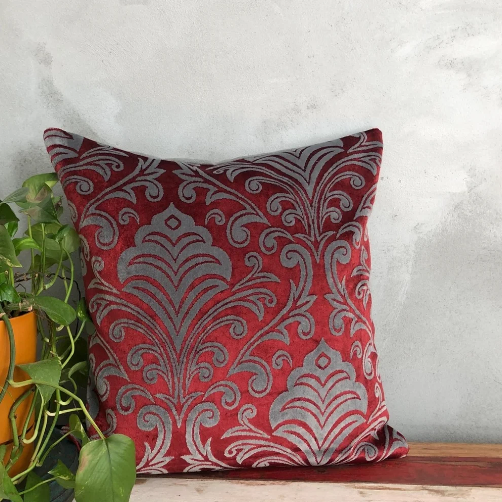 Miliva Home - Damask Desenli Kadife Yastık Kılıfı