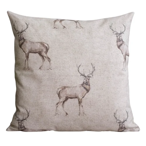 Miliva Home - Neutral Throw Pillow Cover With Deer Design