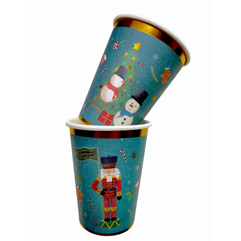 BalinMandalin - Christmas And New Year Paper Cup, 8 In A Package, Foiled