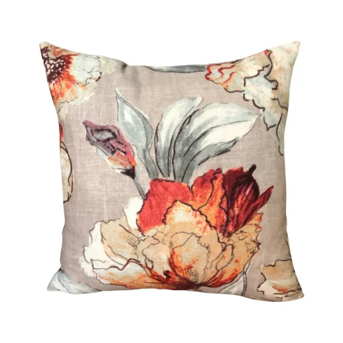 Miliva Home - Fire Flowers Neutral Cotton Throw Pillow Cover