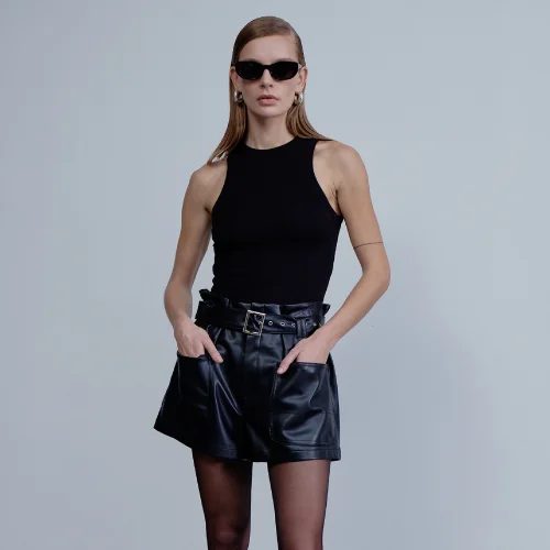 Nazlı Ceren - Louis Vegan Leather Shorts