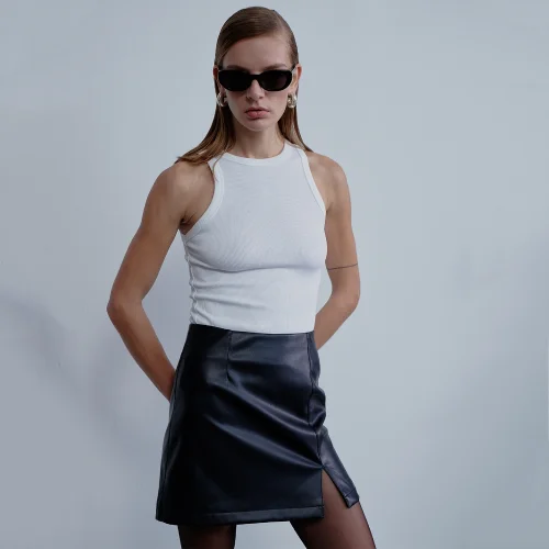 Nazlı Ceren - Vance Vegan Leather Mini Skirt