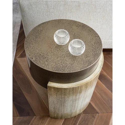 Ekin Varon Design Studio - Stone Handmade Patterned Lacquered Wood Side Table